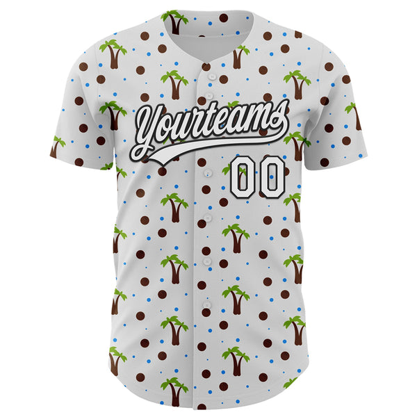 Custom White Black 3D Hawaii Tropical Palm Tree Authentic Baseball Jersey alternate