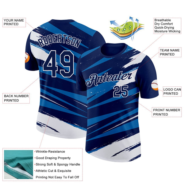 Custom Navy Blue-White 3D Esports Performance T-Shirt alternate