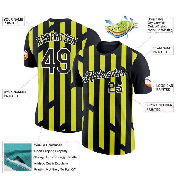 Custom Black Neon Yellow-White 3D Esports Performance T-Shirt alternate
