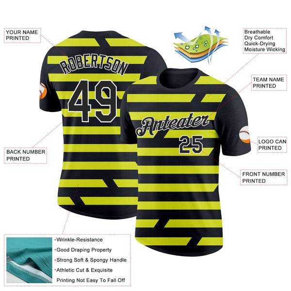 Custom Black Neon Yellow-White 3D Esports Performance T-Shirt alternate