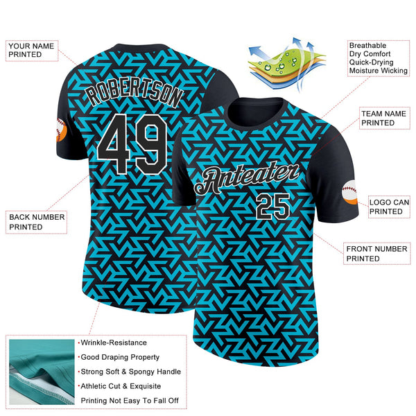 Custom Black Lakes Blue-White 3D Esports Performance T-Shirt alternate