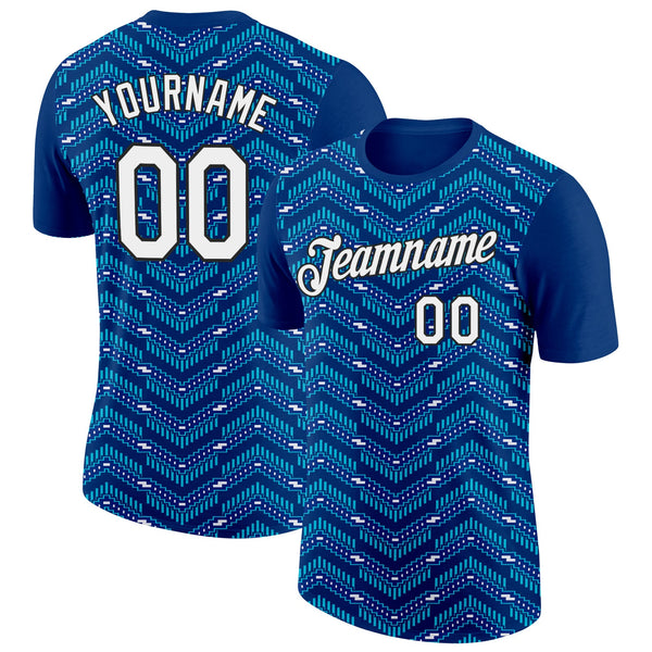 Custom US Navy Blue Royal-Lakes Blue 3D Esports Performance T-Shirt