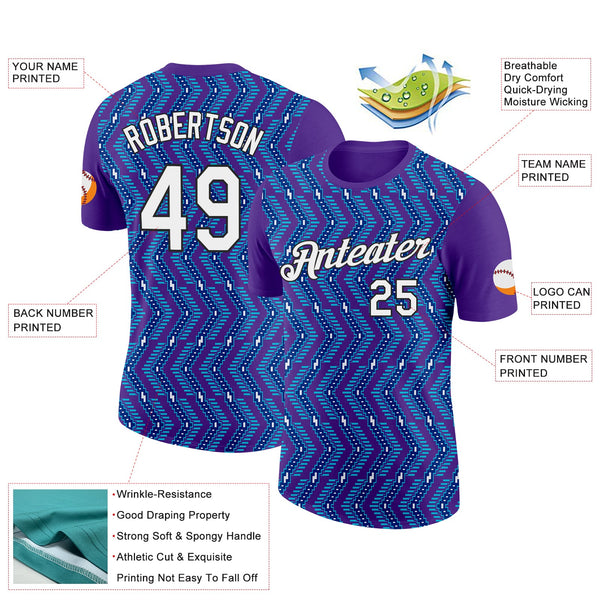 Custom Purple Royal-Lakes Blue 3D Esports Performance T-Shirt alternate