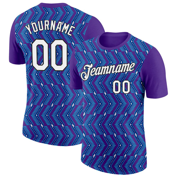 Custom Purple Royal-Lakes Blue 3D Esports Performance T-Shirt
