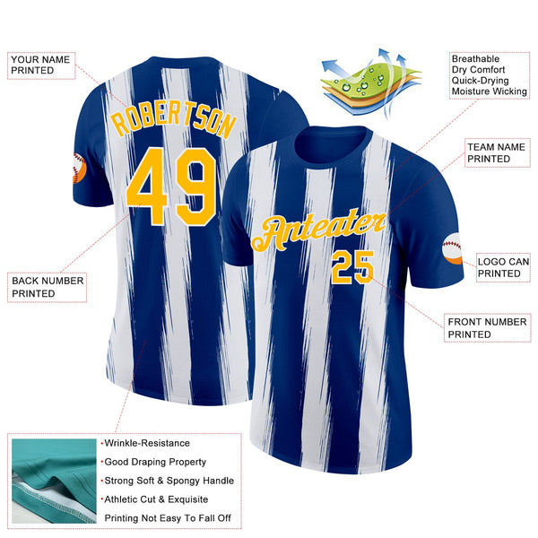 Custom US Navy Blue Gold-White 3D Esports Performance T-Shirt alternate