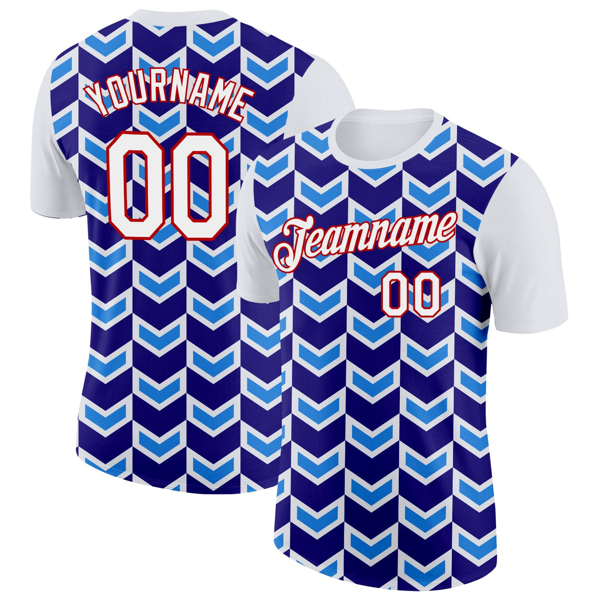 Custom White Dark Purple Powder Blue-Red 3D Esports Performance T-Shirt