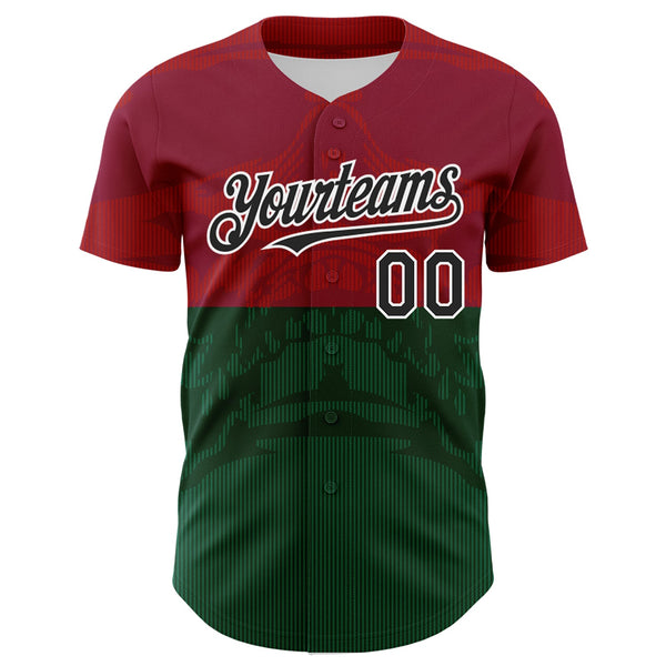 Custom Cardinal Black-Kelly Green 3D Mexico Authentic Baseball Jersey alternate