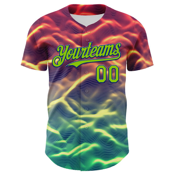 Custom Black Neon Green-Royal 3D Pattern Design Rave Psychedelic Tiny Spot Authentic Baseball Jersey alternate