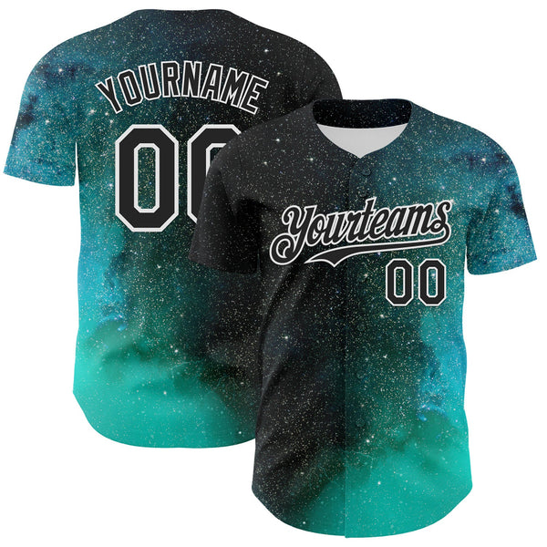 Custom Black White 3D Pattern Design Rave Psychedelic Space Galaxy Star Authentic Baseball Jersey