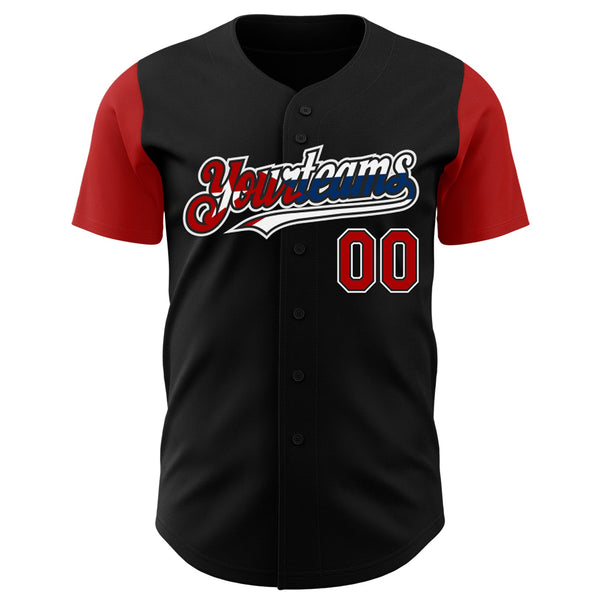 Custom Black Red White-Cuban Flag 3D Cuba Authentic Baseball Jersey alternate