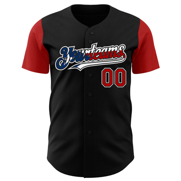 Custom Black Red White-Puerto Rican Flag 3D Puerto Rico Authentic Baseball Jersey alternate