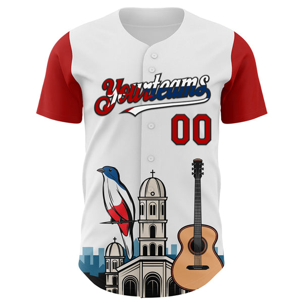 Custom White Red Black-Cuban Flag 3D Cuba Santiago Authentic Baseball Jersey alternate