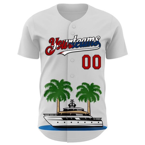 Custom White Red Black-Cuban Flag 3D Cuba Authentic Baseball Jersey alternate