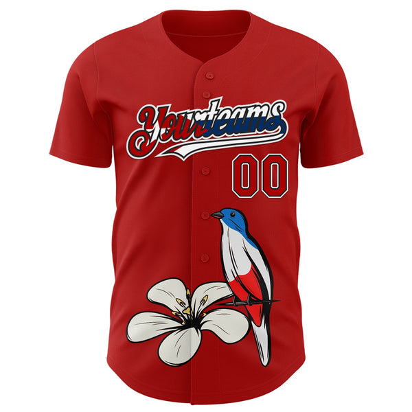 Custom Red Black White-Cuban Flag 3D Cuba Authentic Baseball Jersey alternate