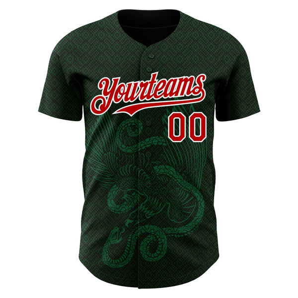 Custom Green Red Kelly Green-White 3D Mexico Authentic Baseball Jersey alternate