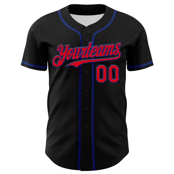 Custom Black Fire Red-Royal 3D Patriotic American Flag And Muscle Car Authentic Baseball Jersey alternate