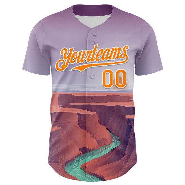 Custom Purple Bay Orange-White 3D Pattern Design Patriotic American Symbol Grand Canyon And Colorado River Authentic Baseball Jersey alternate