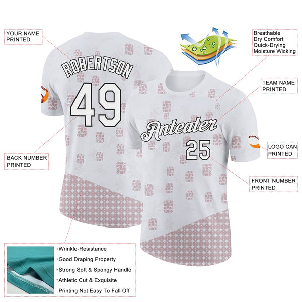 Custom White Black 3D Pickleball Paddles Balls Performance T-Shirt alternate