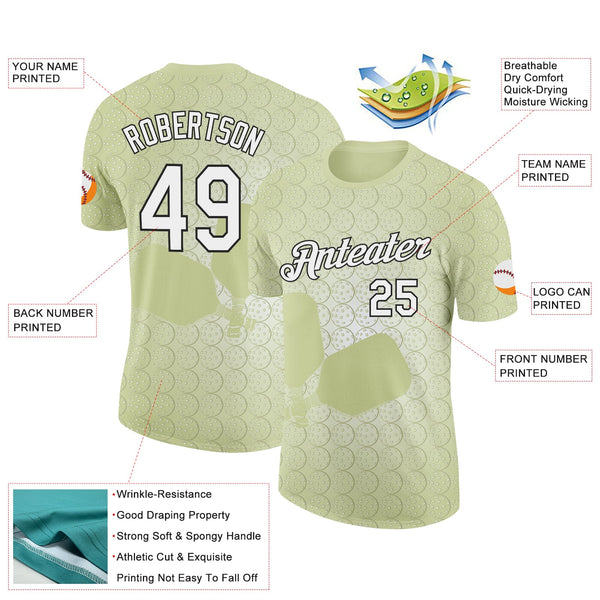 Custom Green White-Black 3D Pickleball Paddles Balls Performance T-Shirt alternate