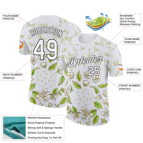 Custom White Black 3D Pickleball Balls Performance T-Shirt alternate