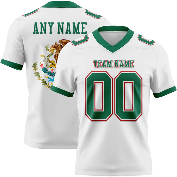 Custom White Kelly Green-Red 3D Pattern Mexico Authentic Football Jersey