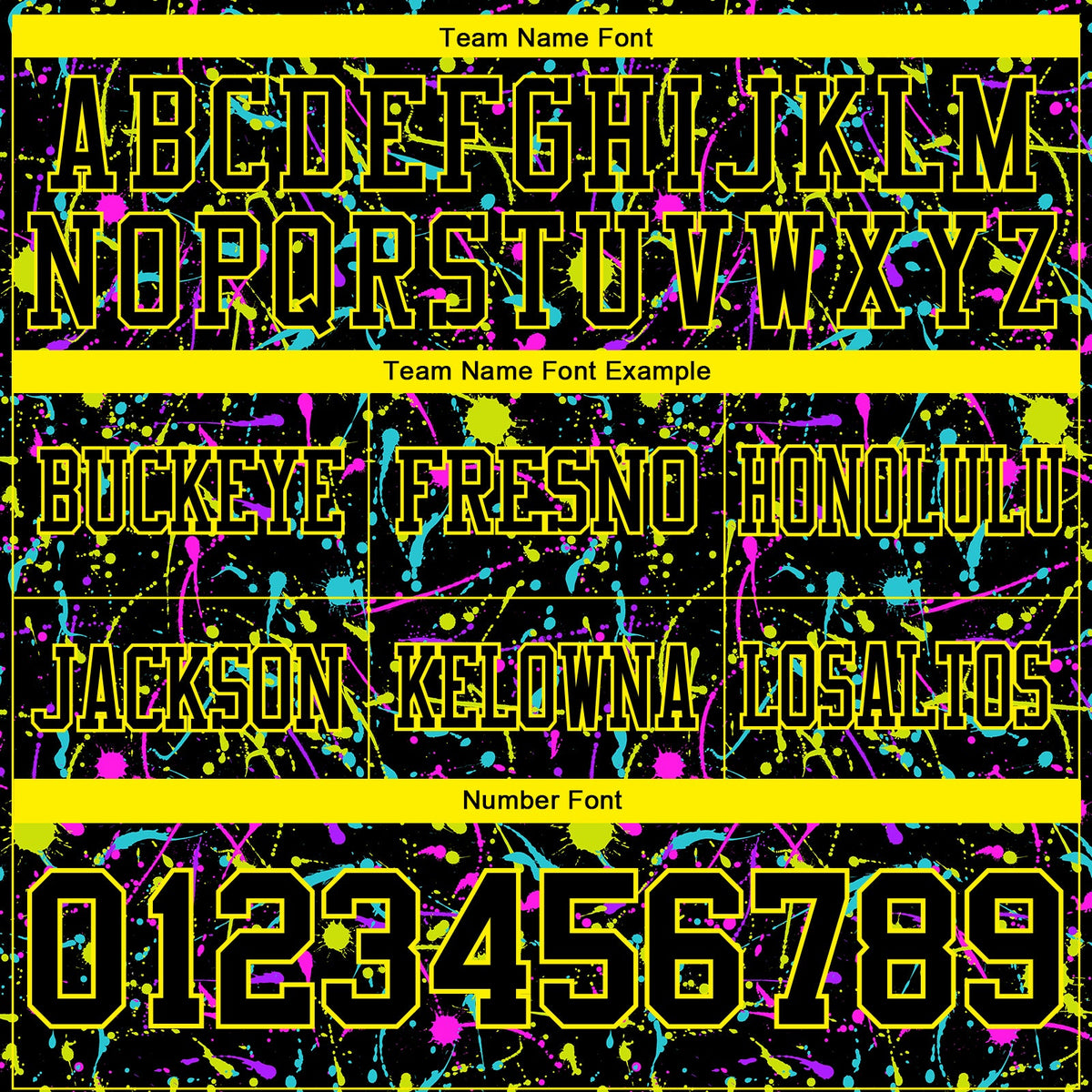 Custom Graffiti Pattern Black-Light Yellow 3D Pattern Splash Authentic Football Jersey - Detail