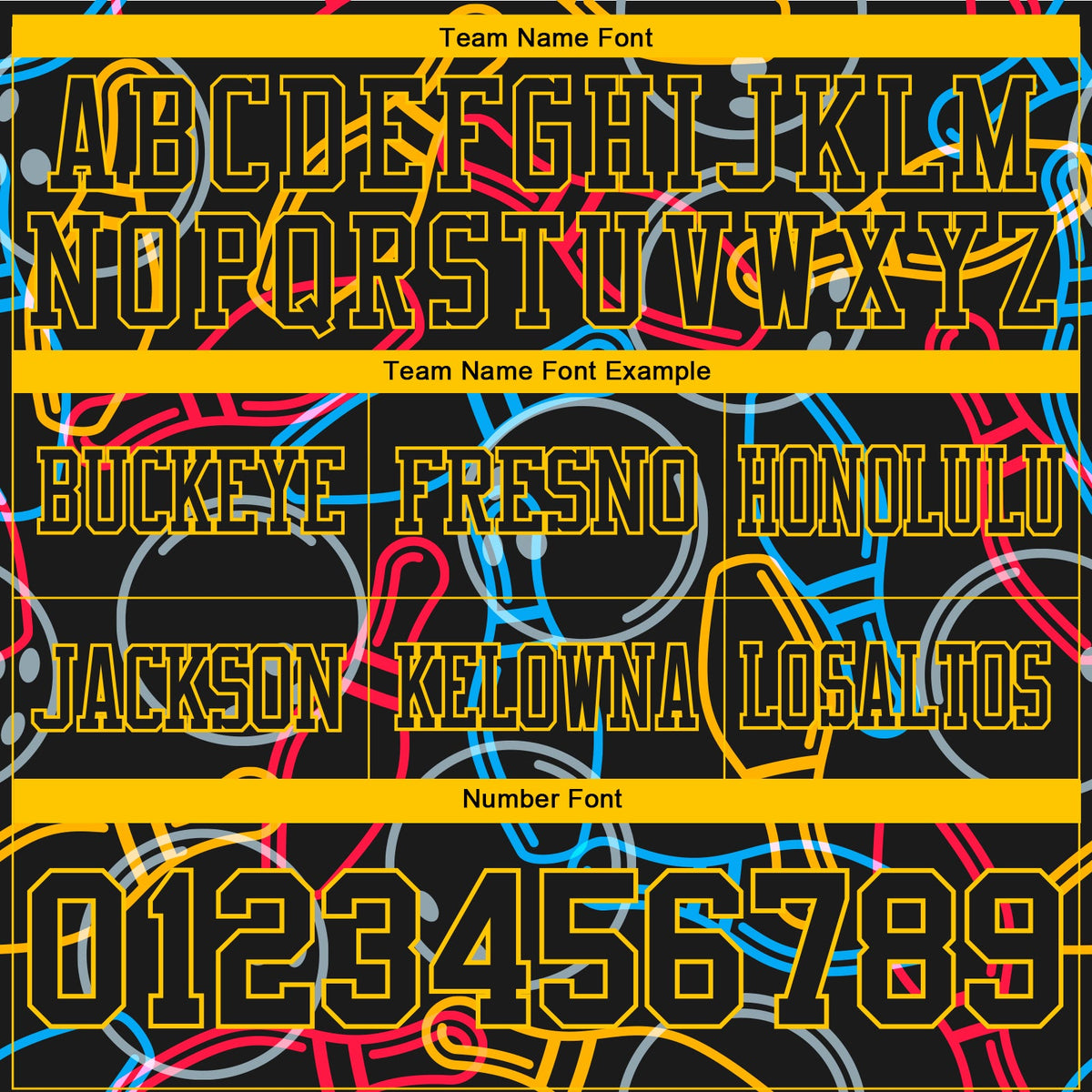 Custom Black Yellow 3D Pattern Bowling Authentic Football Jersey - Detail