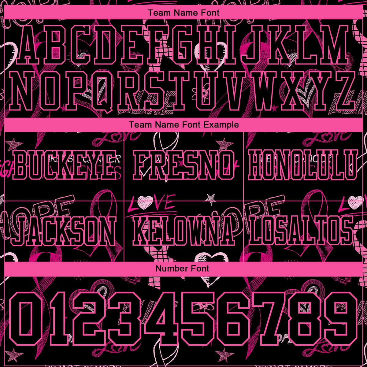 Custom Black Pink 3D Pattern Pink Ribbon Breast Cancer Awareness Month Women Health Care Support Authentic Football Jersey - Detail
