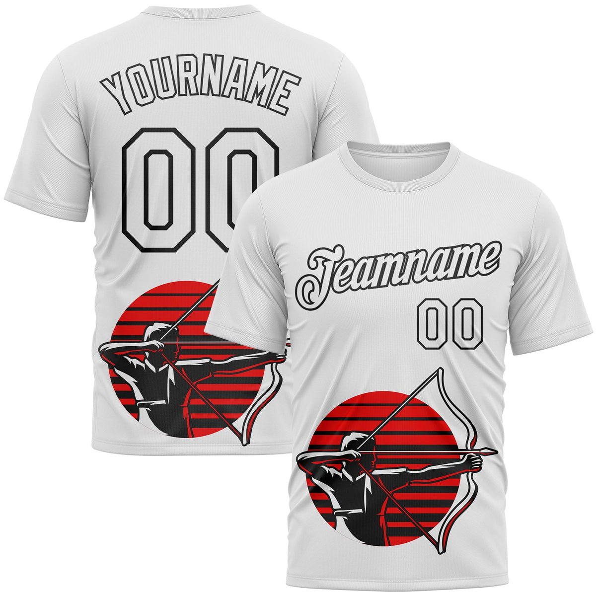 Custom White Black 3D Pattern Design Arrow Archery Bow Target Performance T-Shirt
