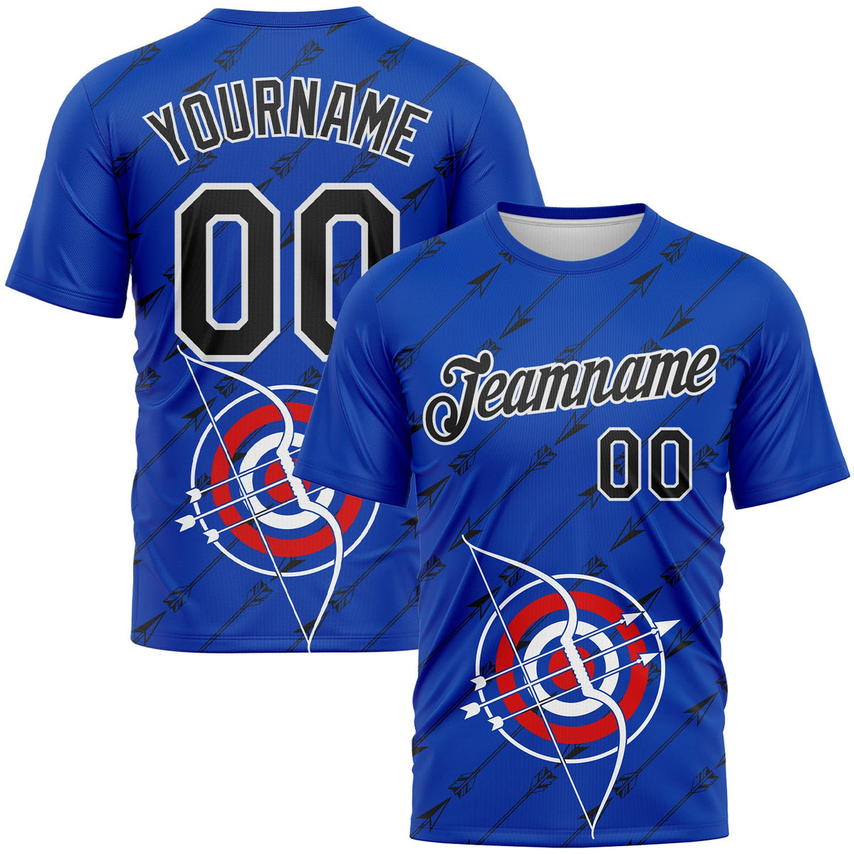 Custom Thunder Blue Black-White 3D Pattern Design Arrow Archery Bow Target Performance T-Shirt
