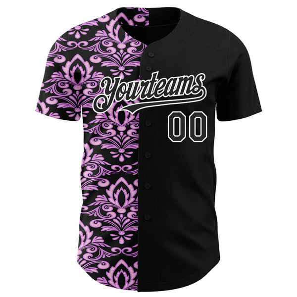 Custom Black Purple-White 3D Polynesian Style Islander Authentic Baseball Jersey alternate