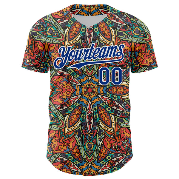 Custom Orange Royal-White 3D Pattern Design Burner Costumes Exotic Authentic Baseball Jersey alternate