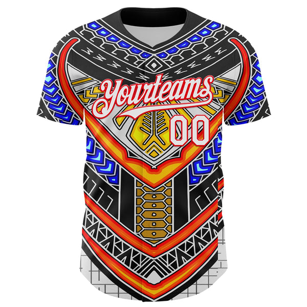 Custom Black White-Fire Red 3D Pattern Design Burner Costumes Tribal Authentic Baseball Jersey alternate