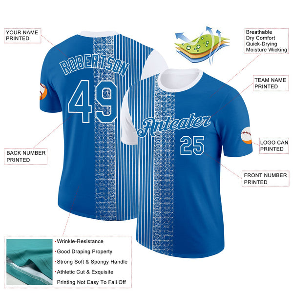 Custom Blue White 3D Pattern Design Finland Greece Sportswear Performance T-Shirt alternate