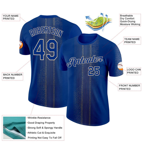 Custom Blue Royal-City Cream 3D Pattern Design Brazil Sportswear Performance T-Shirt alternate