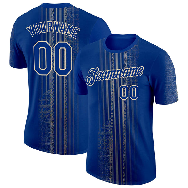 Custom Blue Royal-City Cream 3D Pattern Design Brazil Sportswear Performance T-Shirt