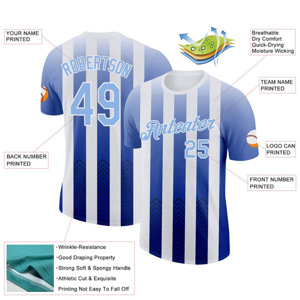 Custom White Light Blue-Black 3D Pattern Design Argentina Gradient Sportswear Performance T-Shirt alternate