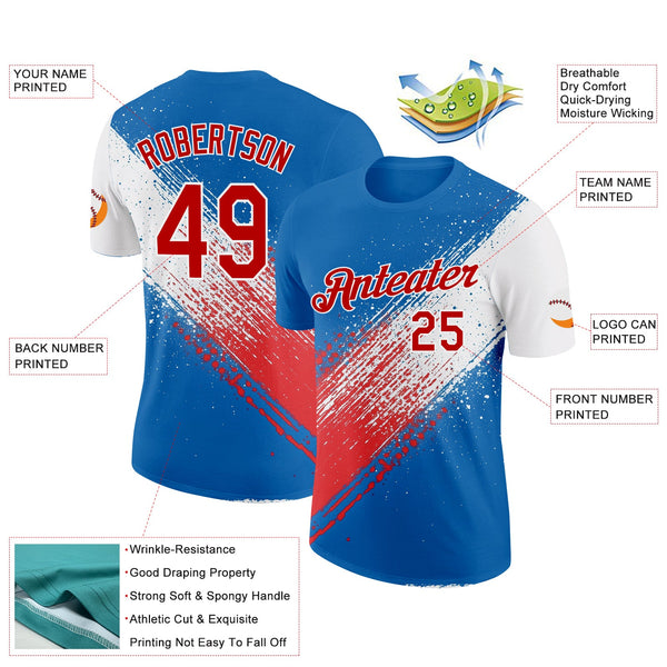 Custom Blue Red-White 3D Pattern Design USA Cuba Sportswear Performance T-Shirt alternate