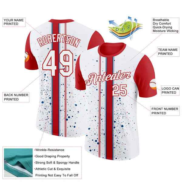 Custom White Red 3D Pattern Design Canada Sportswear Performance T-Shirt alternate