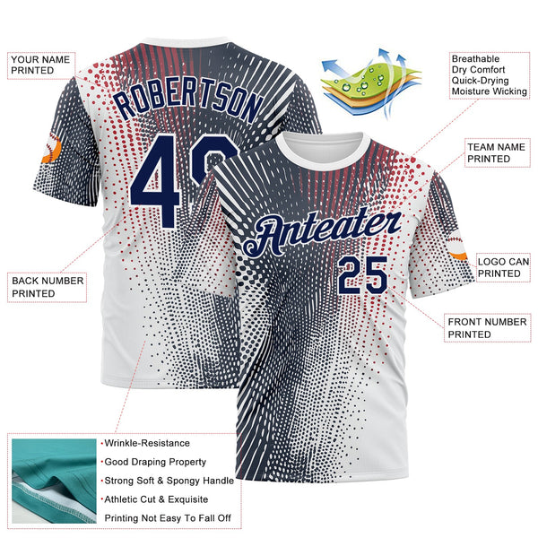 Custom White Navy 3D Pattern Design Gradient Dots Sportswear Performance T-Shirt alternate