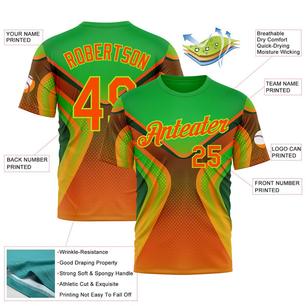 Custom Green Orange-Neon Green 3D Pattern Design Africa Neon Sportswear Performance T-Shirt alternate
