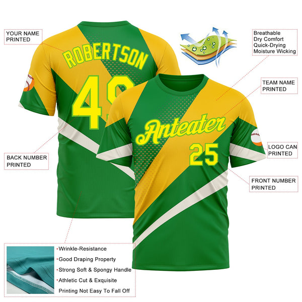 Custom Green Light Yellow Aurora Green-Yellow 3D Pattern Design Brazil Sportswear Performance T-Shirt alternate