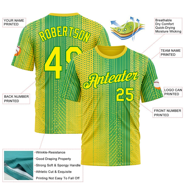Custom Yellow Light Yellow-Grass Green 3D Pattern Design Brazil Africa Sportswear Performance T-Shirt alternate