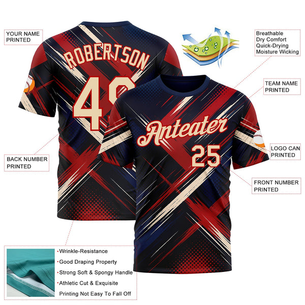 Custom Blue City Cream-Red 3D Pattern Design Germany Sportswear Performance T-Shirt alternate