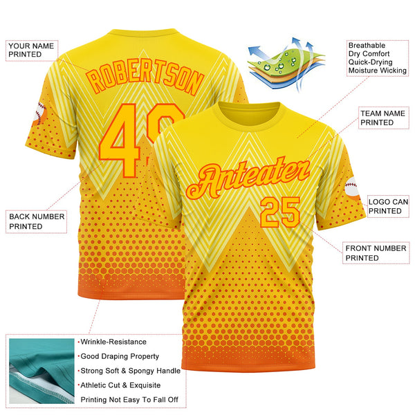 Custom Yellow Orange 3D Pattern Design Spain Sportswear Performance T-Shirt alternate