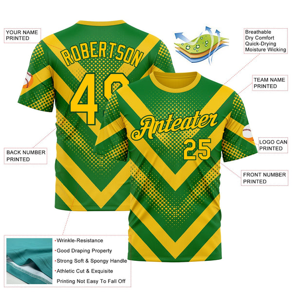 Custom Green Yellow 3D Pattern Design Brazil Africa Sportswear Performance T-Shirt alternate