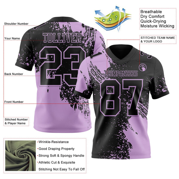 Custom Black Light Purple 3D Pattern Abstract Brush Stroke Authentic Football Jersey alternate