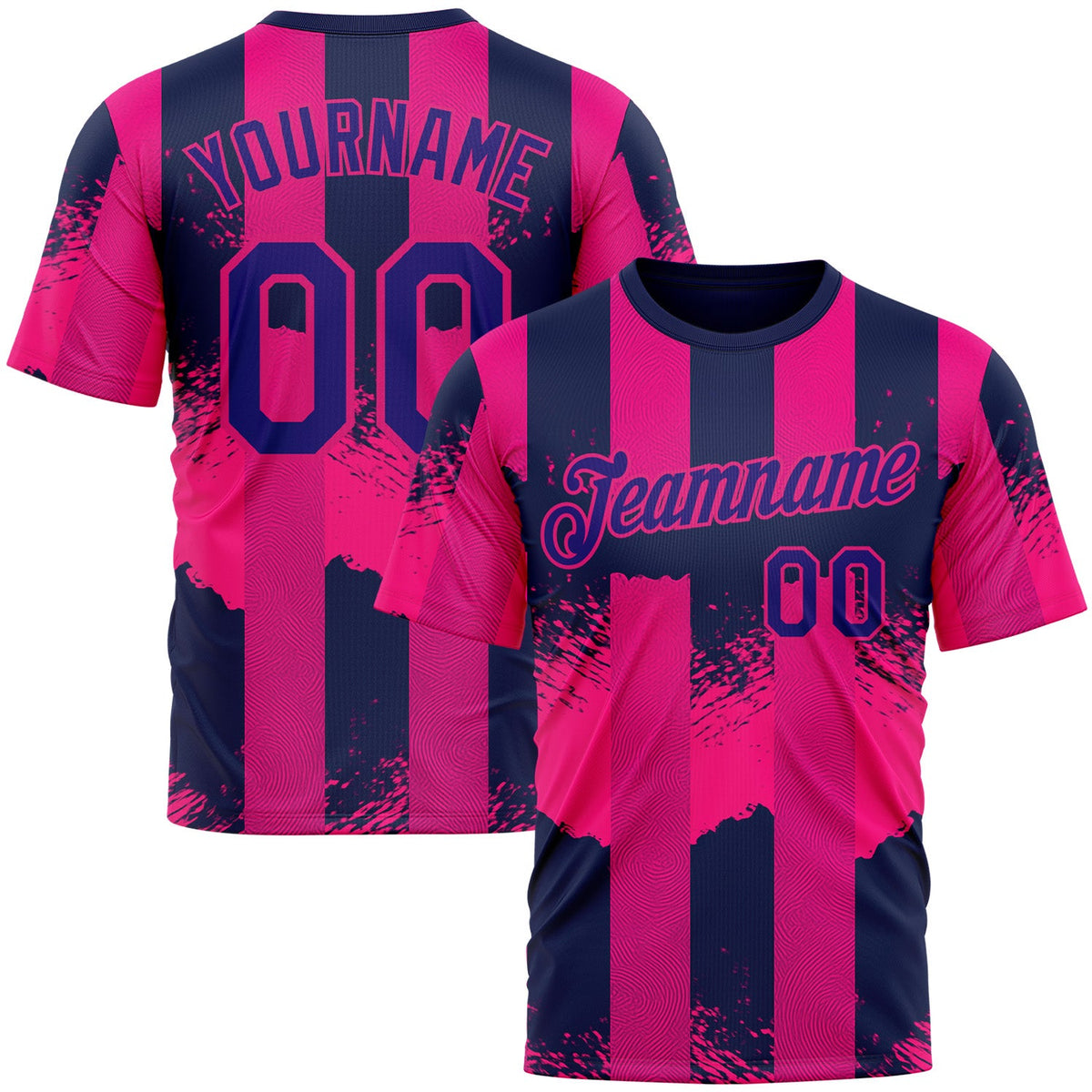 Custom Red Dark Purple-Hot Pink 3D Pattern Design Neon Stripe Sportswear Performance T-Shirt