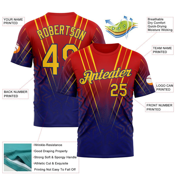 Custom Red Yellow-US Navy Blue 3D Pattern Design USA Inspired France Sportswear Performance T-Shirt alternate