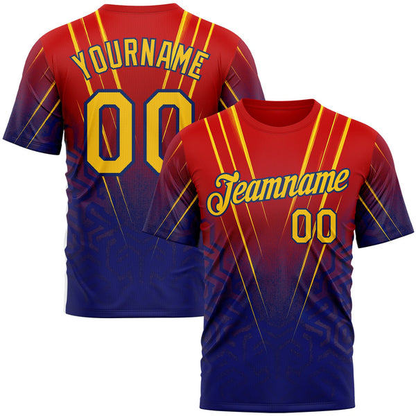 Custom Red Yellow-US Navy Blue 3D Pattern Design USA Inspired France Sportswear Performance T-Shirt